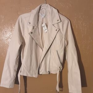 And Now This Cream Faux Leather Jacket